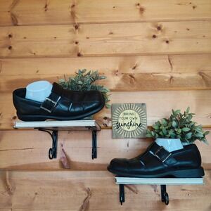 Ecco Black Leather Fisherman Sandals Square Toe Comfort‎ Dress Shoes Y2K Size 9